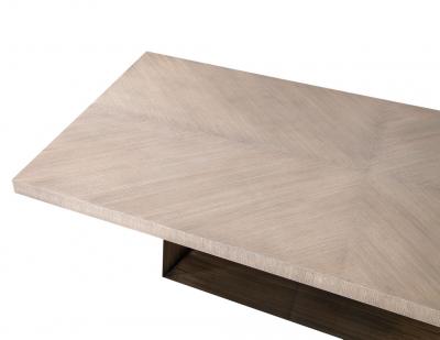  Carrocel Interiors Custom Modern Oak Dining Table with Antiqued Brass Pedestal