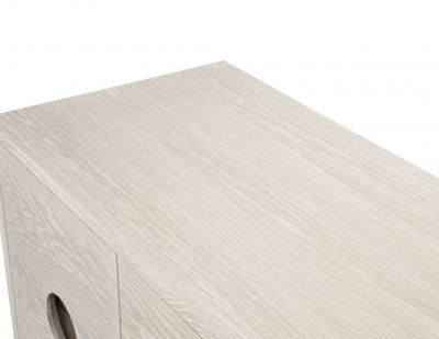  Carrocel Interiors Custom Modern Oak Sideboard Cabinet in Bleached Finish with Brass Accents
