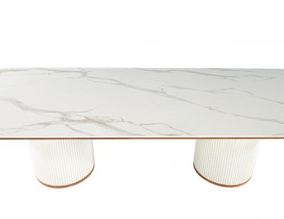  Carrocel Interiors Custom Modern Porcelain Dining Table Tambour Pedestals