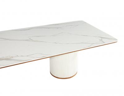  Carrocel Interiors Custom Modern Porcelain Dining Table Tambour Pedestals