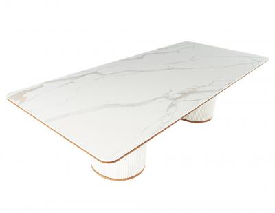  Carrocel Interiors Custom Modern Porcelain Dining Table Tambour Pedestals