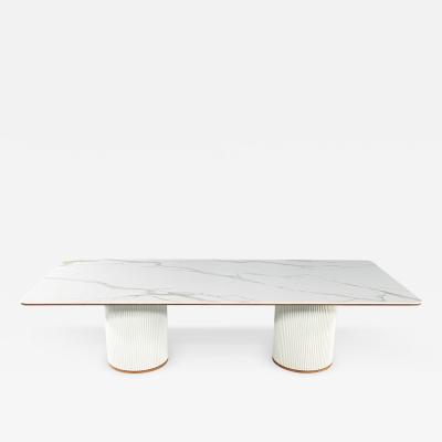  Carrocel Interiors Custom Modern Porcelain Dining Table Tambour Pedestals