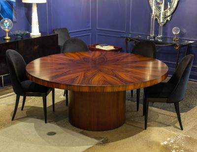  Carrocel Interiors Custom Modern Round Dining Table in Sunburst Pattern