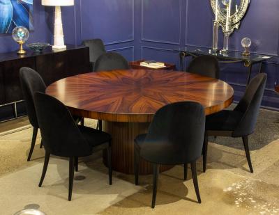  Carrocel Interiors Custom Modern Round Dining Table in Sunburst Pattern