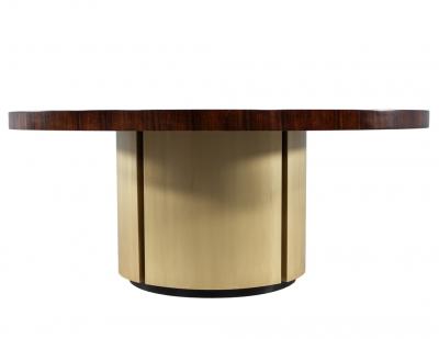  Carrocel Interiors Custom Modern Round Dining Table in Sunburst Pattern and Brass Base