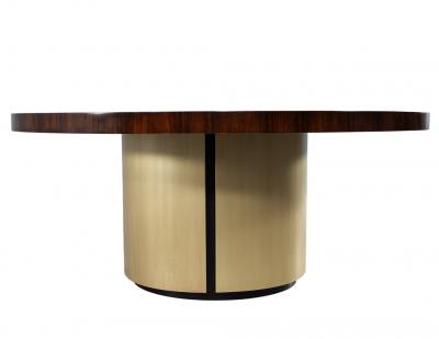  Carrocel Interiors Custom Modern Round Dining Table in Sunburst Pattern and Brass Base