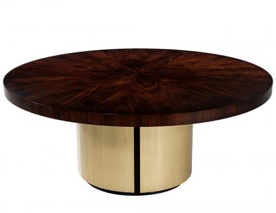  Carrocel Interiors Custom Modern Round Dining Table in Sunburst Pattern and Brass Base