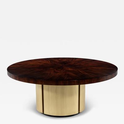  Carrocel Interiors Custom Modern Round Dining Table in Sunburst Pattern and Brass Base