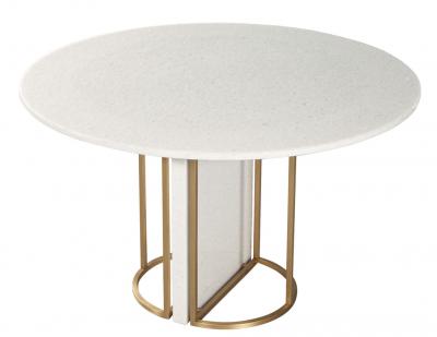  Carrocel Interiors Custom Modern Round Marble Top Dining Table with Brass
