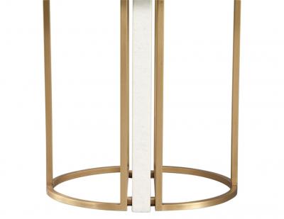  Carrocel Interiors Custom Modern Round Marble Top Dining Table with Brass