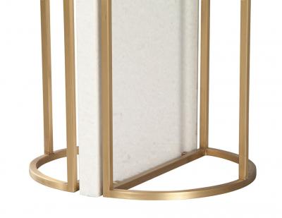  Carrocel Interiors Custom Modern Round Marble Top Dining Table with Brass