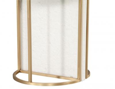  Carrocel Interiors Custom Modern Round Marble Top Dining Table with Brass