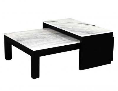  Carrocel Interiors Custom Modern Stone Top Cocktail Table with Nesting Table Design