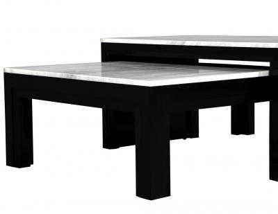  Carrocel Interiors Custom Modern Stone Top Cocktail Table with Nesting Table Design