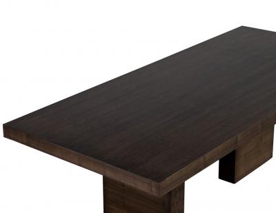 Carrocel Interiors Custom Modern Walnut Dining Table with Column Pedestals