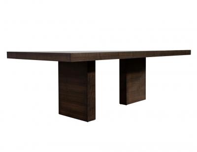 Carrocel Interiors Custom Modern Walnut Dining Table with Column Pedestals