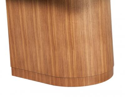  Carrocel Interiors Custom Modern Walnut Dining Table with Curved Pedestal Design