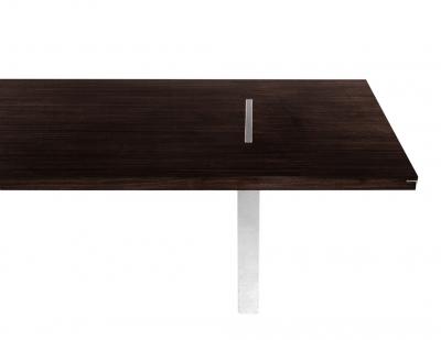  Carrocel Interiors Custom Modern Walnut Dining Table with Stainless Steel Pedestals