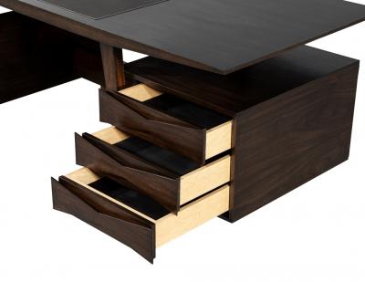 Carrocel Interiors Custom Modern Walnut Executive Desk by Carrocel