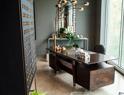 Carrocel Interiors Custom Modern Walnut Executive Desk by Carrocel