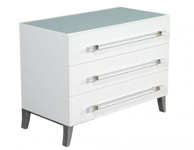 Carrocel Interiors Custom Modern White Chests with Ribbed Facade