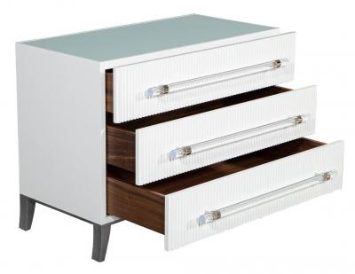 Carrocel Interiors Custom Modern White Chests with Ribbed Facade