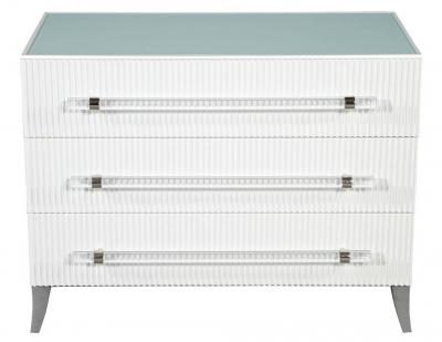 Carrocel Interiors Custom Modern White Chests with Ribbed Facade