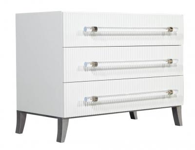 Carrocel Interiors Custom Modern White Chests with Ribbed Facade