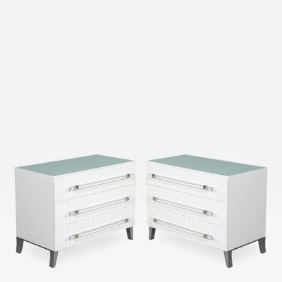  Carrocel Interiors Custom Modern White Chests with Ribbed Facade