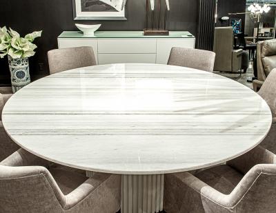  Carrocel Interiors Custom Round White Marble Top Dining Table