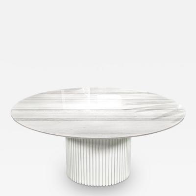  Carrocel Interiors Custom Round White Marble Top Dining Table