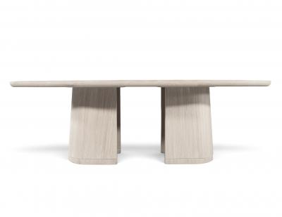 Carrocel Interiors Custom Walnut Oval Dining Table with Curved Pedestals