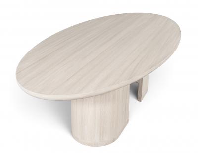  Carrocel Interiors Custom Walnut Oval Dining Table with Curved Pedestals