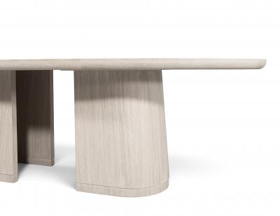  Carrocel Interiors Custom Walnut Oval Dining Table with Curved Pedestals