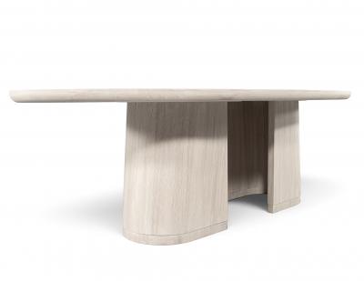  Carrocel Interiors Custom Walnut Oval Dining Table with Curved Pedestals