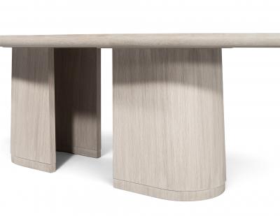  Carrocel Interiors Custom Walnut Oval Dining Table with Curved Pedestals
