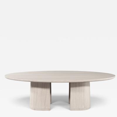  Carrocel Interiors Custom Walnut Oval Dining Table with Curved Pedestals