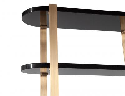  Carrocel Interiors Modern Bookcase Cabinet in Brass and Black Lacquer