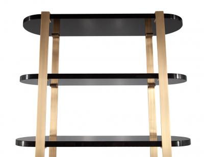  Carrocel Interiors Modern Bookcase Cabinet in Brass and Black Lacquer