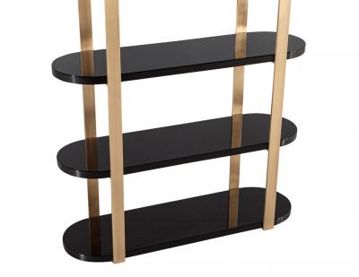  Carrocel Interiors Modern Bookcase Cabinet in Brass and Black Lacquer
