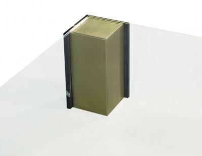  Carrocel Interiors Modern Glass Top Coffee Table with Marble and Brass by Carrocel