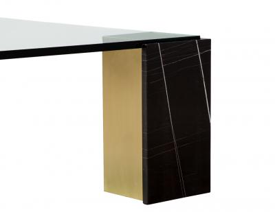  Carrocel Interiors Modern Glass Top Coffee Table with Marble and Brass by Carrocel