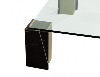 Carrocel Interiors Modern Glass Top Coffee Table with Marble and Brass by Carrocel