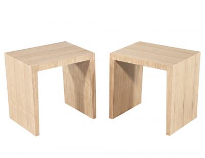  Carrocel Interiors Modern Natural Walnut Console Set with Stools