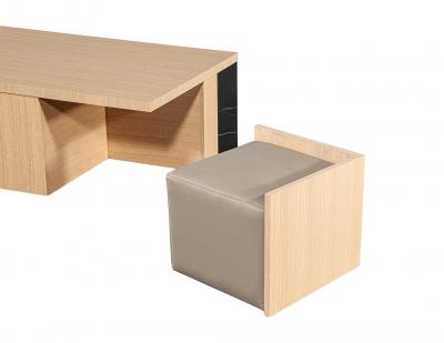  Carrocel Interiors Modern Oak Coffee Table with Integrated Pullout Ottomans