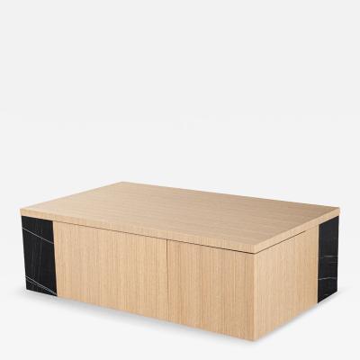  Carrocel Interiors Modern Oak Coffee Table with Integrated Pullout Ottomans