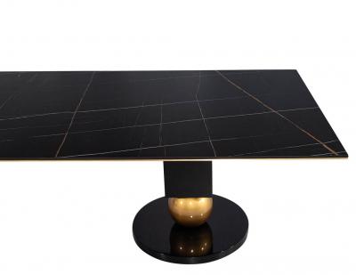  Carrocel Interiors Modern Porcelain Dining Table with Brass Accents
