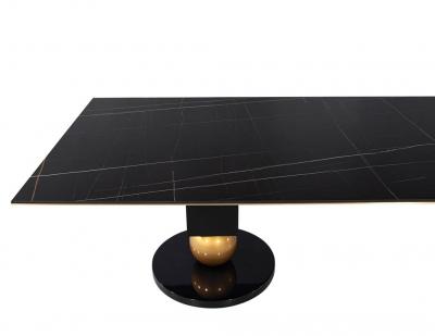  Carrocel Interiors Modern Porcelain Dining Table with Brass Accents