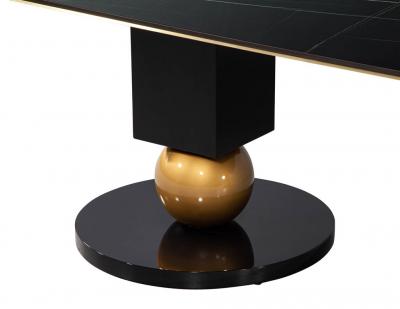  Carrocel Interiors Modern Porcelain Dining Table with Brass Accents