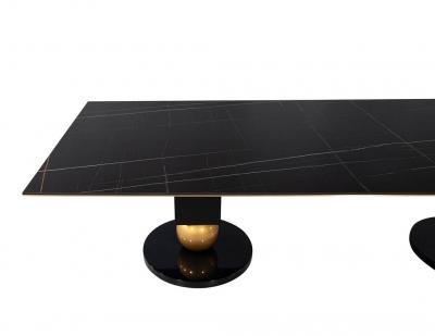  Carrocel Interiors Modern Porcelain Dining Table with Brass Accents